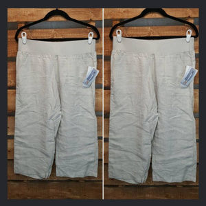 NWT Allen Allen Tan Crop Linen Pants Size Medium
